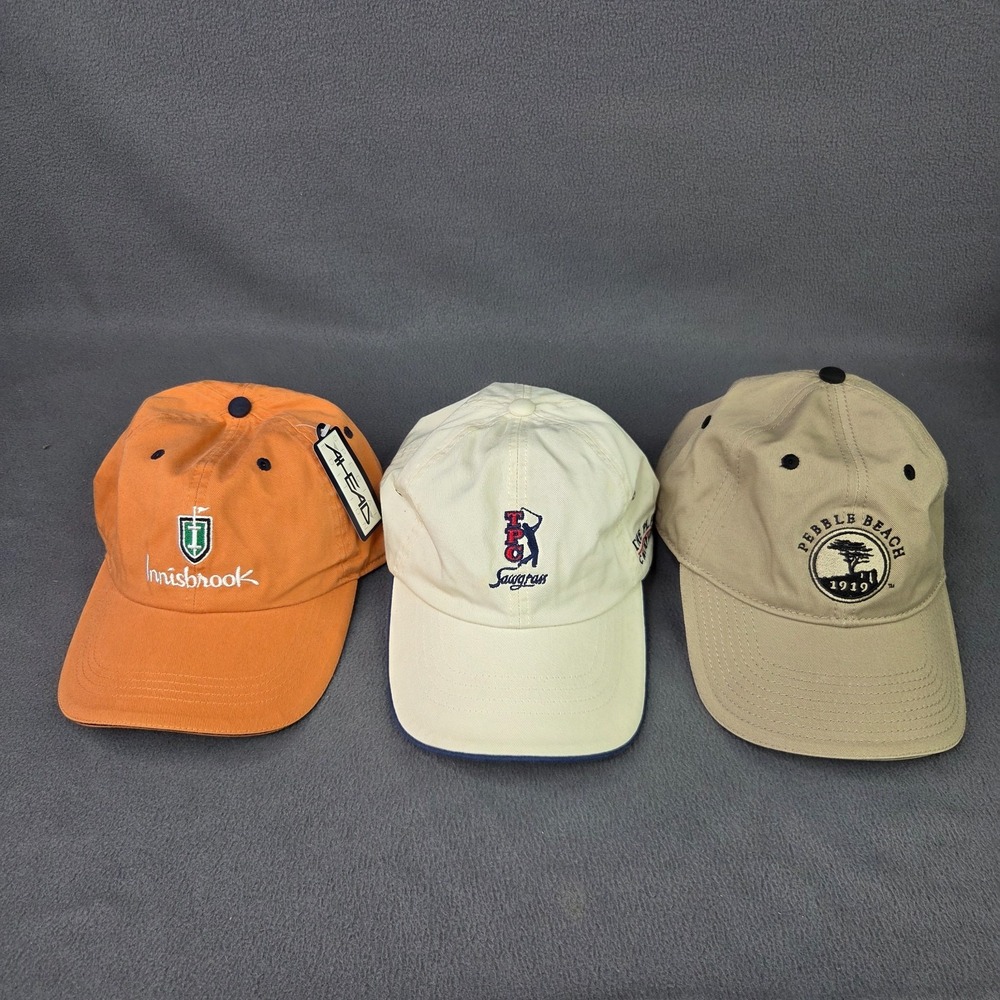 Lot of 3 TPC Pebble Beach Golf Hats PGA Multicolor Adjustable OSFA Innisbrook